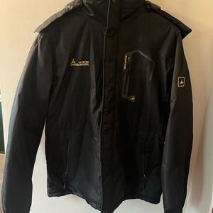 Men's Black Ski Jacket with Gold Accents